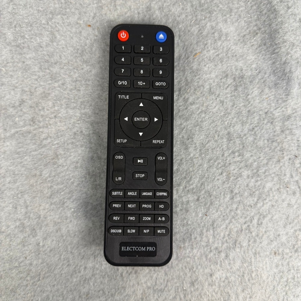 Electcom Pro DVD Player Remote Control Black Replacement Controller
